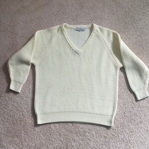 Greg Adams Vintage off white v neck ribbed sweater